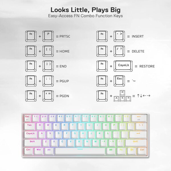 Gaming πληκτρολόγιο - Redragon K530W RGB Draconic Pro White (Custom Brown) - Image 4