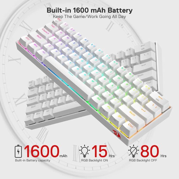 Gaming πληκτρολόγιο - Redragon K530W RGB Draconic Pro White (Custom Brown) - Image 5