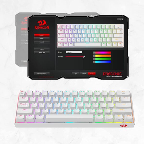 Gaming πληκτρολόγιο - Redragon K530W RGB Draconic Pro White (Custom Brown) - Image 6