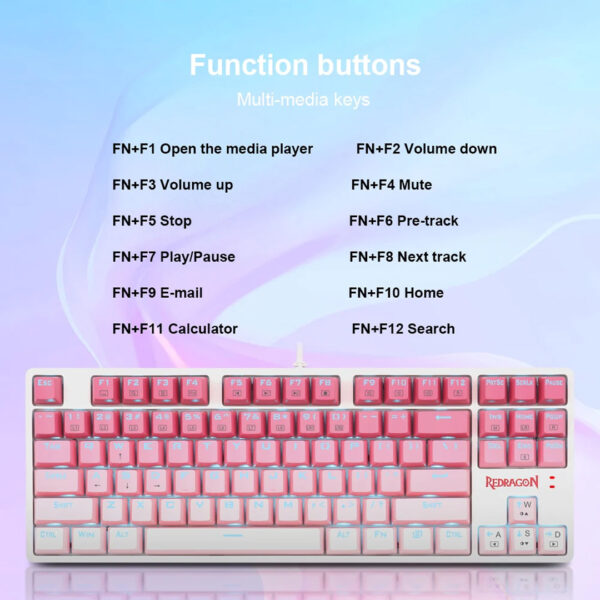 Gaming πληκτρολόγιο - Redragon K645W-GP-RGB (Pink) - Image 4