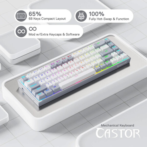Gaming πληκτρολόγιο - Redragon K631WG-RGB (White/Grey) - Image 5