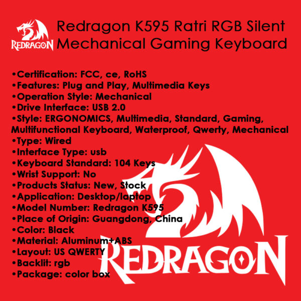 Gaming πληκτρολόγιο - Redragon Ratri K595 RGB - Image 12