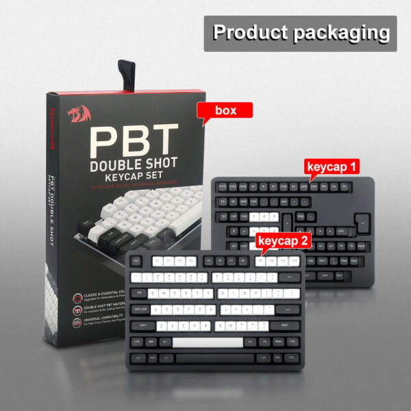 Gaming Αξεσουάρ - Redragon A132 CSA PBT Keycaps Black/White - Image 6
