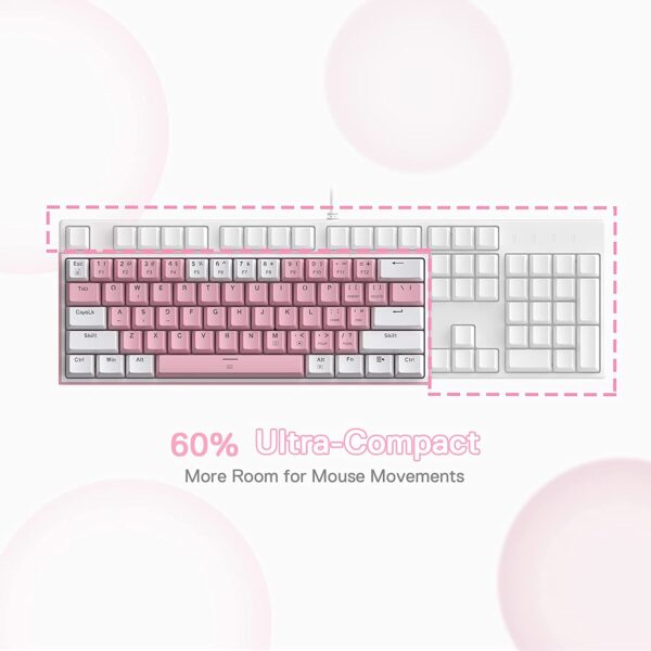 Gaming πληκτρολόγιο - Redragon K617 Fizz (White/Pink) - Image 6
