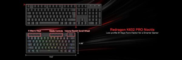 Gaming πληκτρολόγιο - Redragon Noctis K632 PRO - Image 14