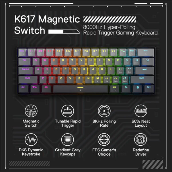Gaming πληκτρολόγιο - Redragon Fizz K617GGB-RGB-M - Image 8