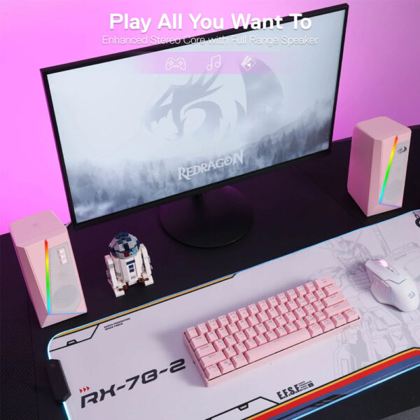 Gaming Ηχεία - Redragon Anvil GS520P RGB (PINK) - Image 7