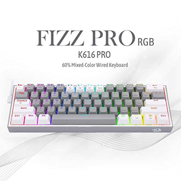 Gaming πληκτρολόγιο - Redragon K616-RGB Fizz Pro (Grey/White) - Image 4