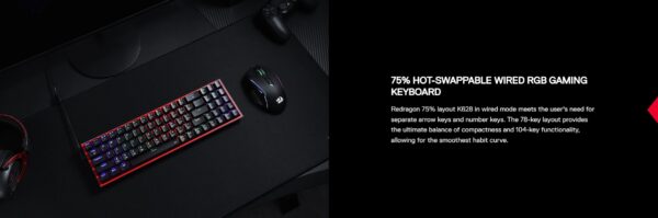 Gaming πληκτρολόγιο - Redragon K628-RGB Pollux (Black) - Image 10