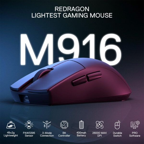 Gaming Ποντίκι - Redragon M916 PRO 1K 3-Mode Wireless (Black) - Image 5