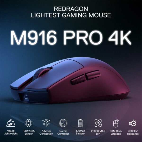 Gaming Ποντίκι - Redragon M916-PRO-4K 3-Mode Wireless (Black) - Image 7