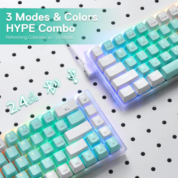 Gaming πληκτρολόγιο - Redragon Castor Pro K631RGB-PRO-GW (Green/White) - Image 3