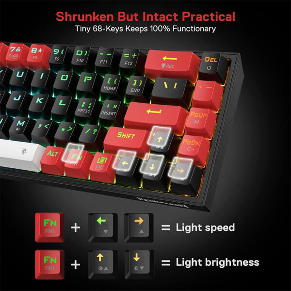 Gaming πληκτρολόγιο - Redragon Castor Pro K631RGB-PRO-BRW (Black/Red/White) - Image 9
