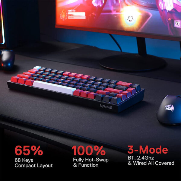 Gaming πληκτρολόγιο - Redragon Castor Pro K631RGB-PRO-BRW (Black/Red/White) - Image 8