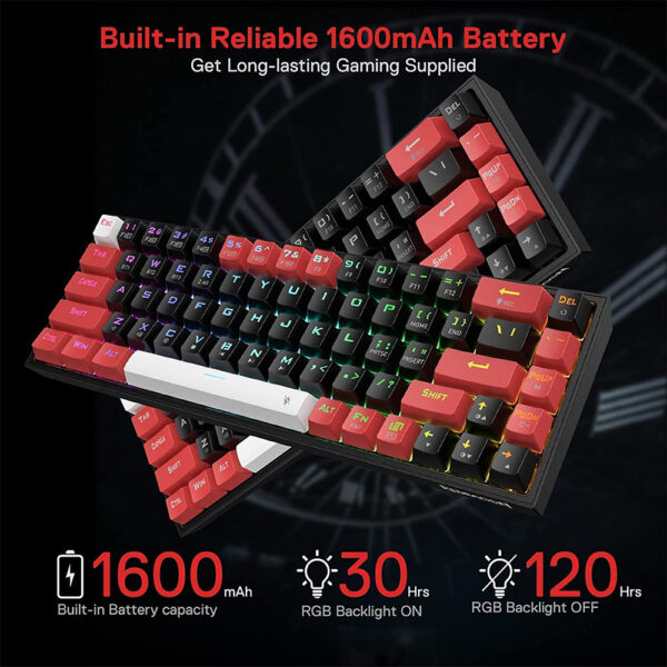 Gaming πληκτρολόγιο - Redragon Castor Pro K631RGB-PRO-BRW (Black/Red/White) - Image 7