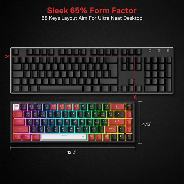 Gaming πληκτρολόγιο - Redragon Castor Pro K631RGB-PRO-BRW (Black/Red/White) - Image 6