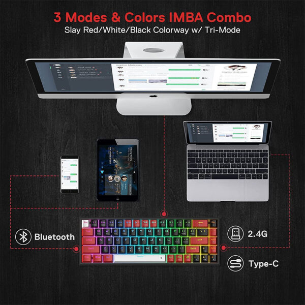 Gaming πληκτρολόγιο - Redragon Castor Pro K631RGB-PRO-BRW (Black/Red/White) - Image 5