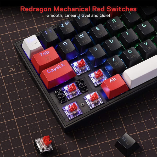 Gaming πληκτρολόγιο - Redragon Castor Pro K631RGB-PRO-BRW (Black/Red/White) - Image 4