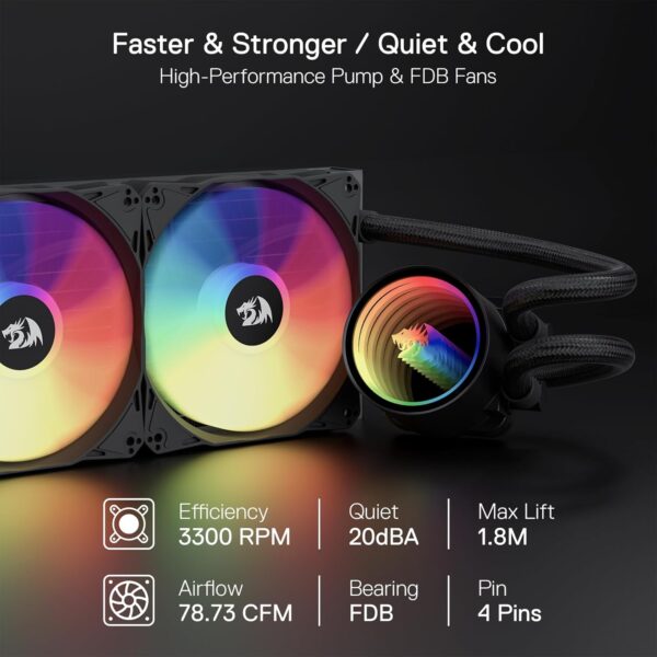 CPU Water Cooler - Redragon CCW-3014 360mm ARGB CPU Liquid Cooler - Image 5