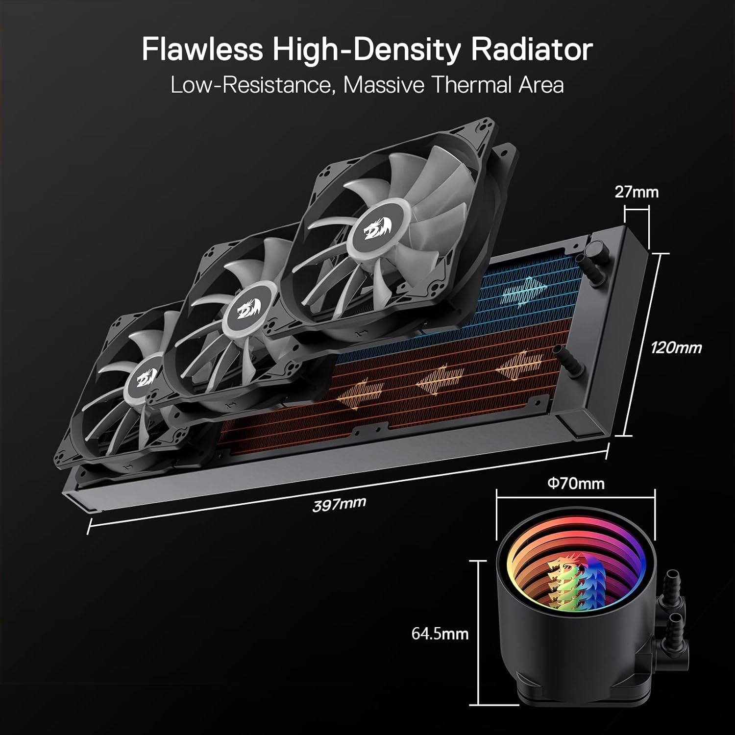 CPU Water Cooler - Redragon CCW-3014 360mm ARGB CPU Liquid Cooler - Image 7